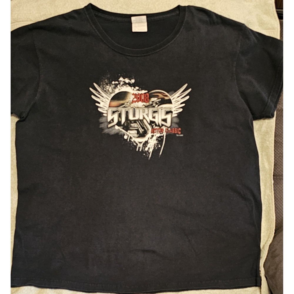 Sturgis 2008 Motor Classic Black XL T-Shirt  Heart With Wings